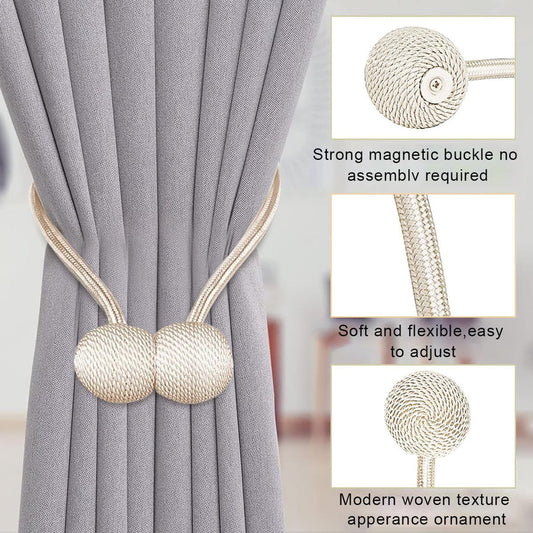 Magnetic Curtain Tiebacks for Home Bedroom Office (2 Pair-4pcs )