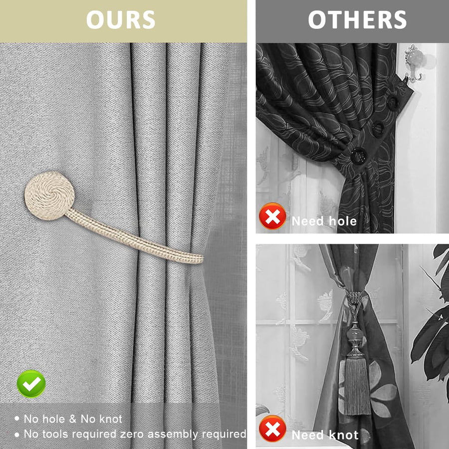 Magnetic Curtain Tiebacks for Home Bedroom Office (2 Pair-4pcs )