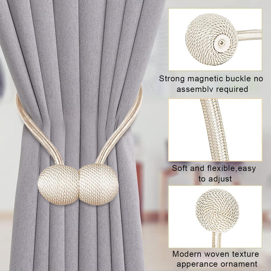 Magnetic Curtain Tiebacks for Home Bedroom Office (2 Pair-4pcs )